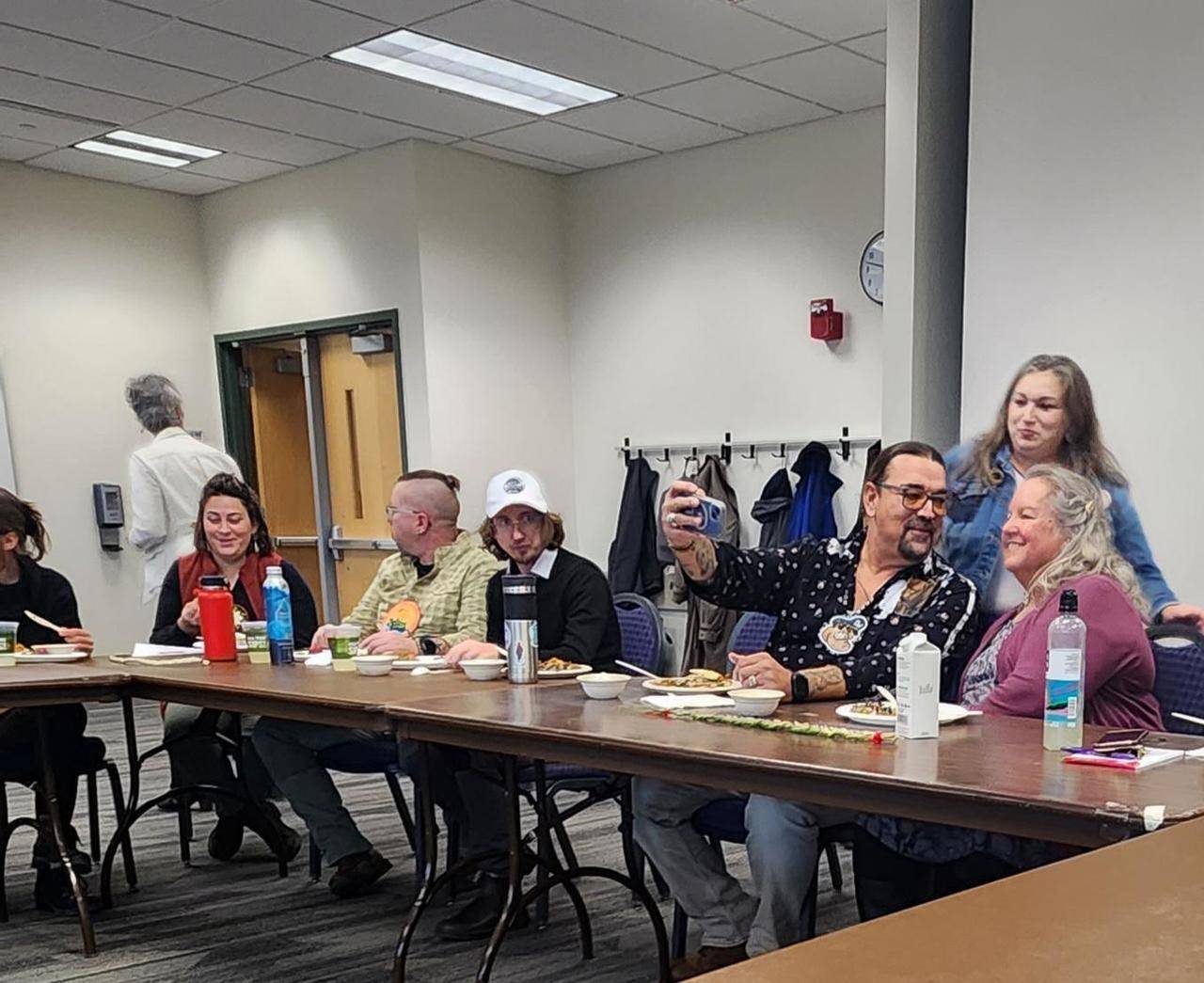 Robin Wall Kimmerer having lunch with the Native American Advisory Council